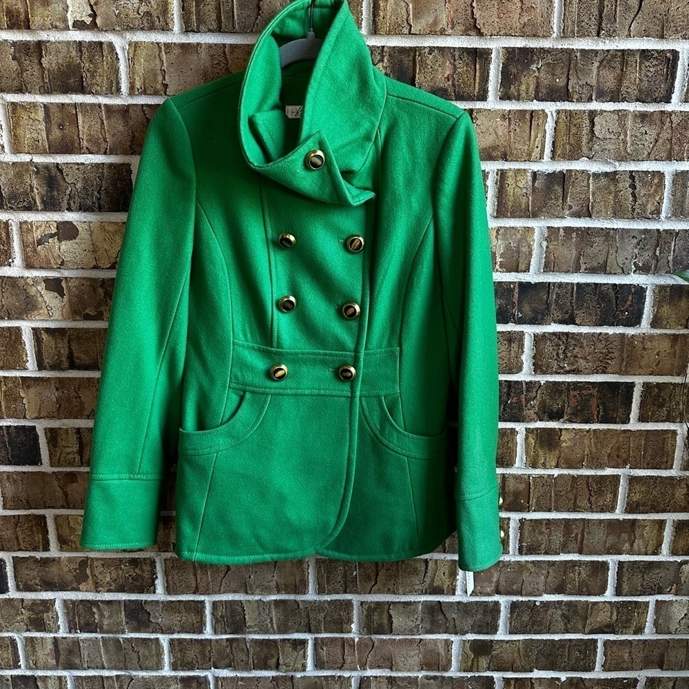 Kenneth Cole New York Vibrant Green Pea Coat - Picture 4 of 11